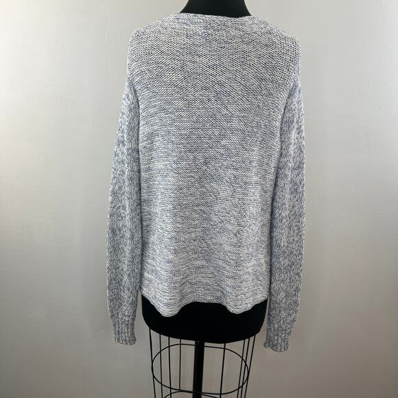 WOODEN SHIPS Gray S Cable Knit Sweater V-Neck Long Sleeve Pullover Regular Fit - Picture 5 of 6